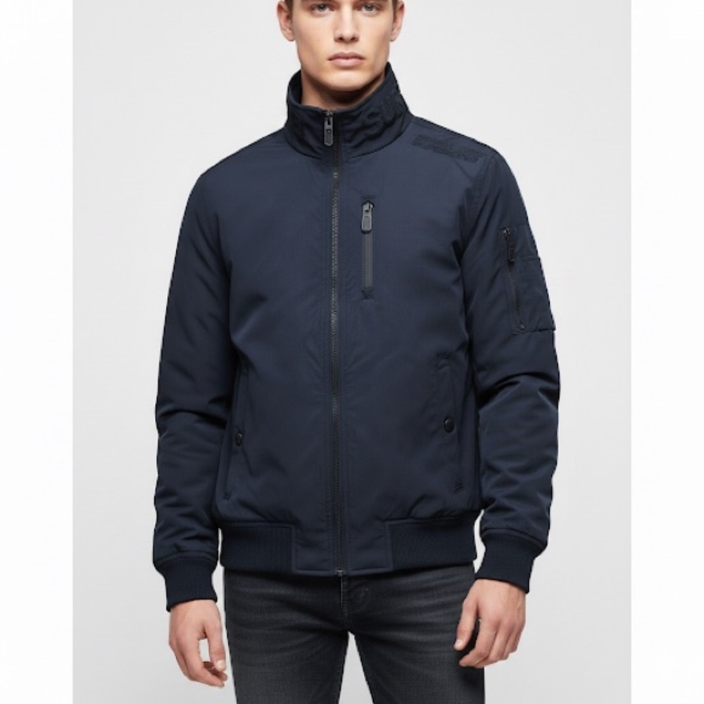 Superdry streetwear bomber jacket blue lining size S